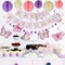 Purple Birthday Decorations - Purple Happy Birthday Banner with Honeycomb Ball, Butterflies Hanging Swirl Streamer, Circle Dot Garland Decoration - Birthday Party Decoration for Women Girl